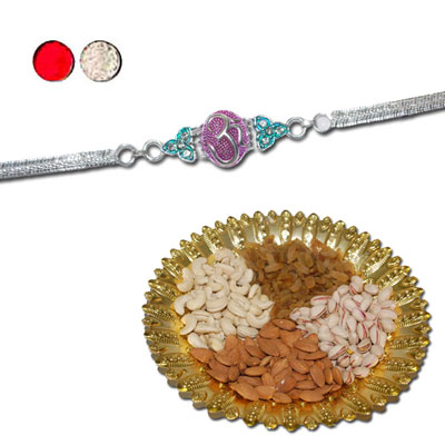 "Rakhi - SIL-6010 A (Single Rakhi) , Dryfruit Thali - code RD800 - Click here to View more details about this Product